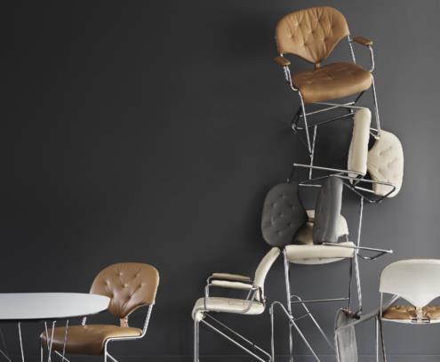 Sam fauteuil chroom naturel camel