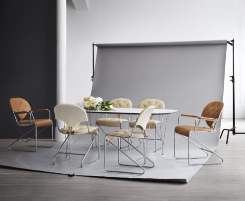 Sam stoel chroom naturale perle